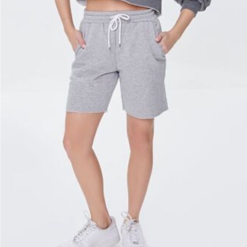 XS Gray Fleece Drawstring Shorts Forever 21